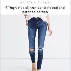 Madewell skinny jeans ripped and patched sz 27