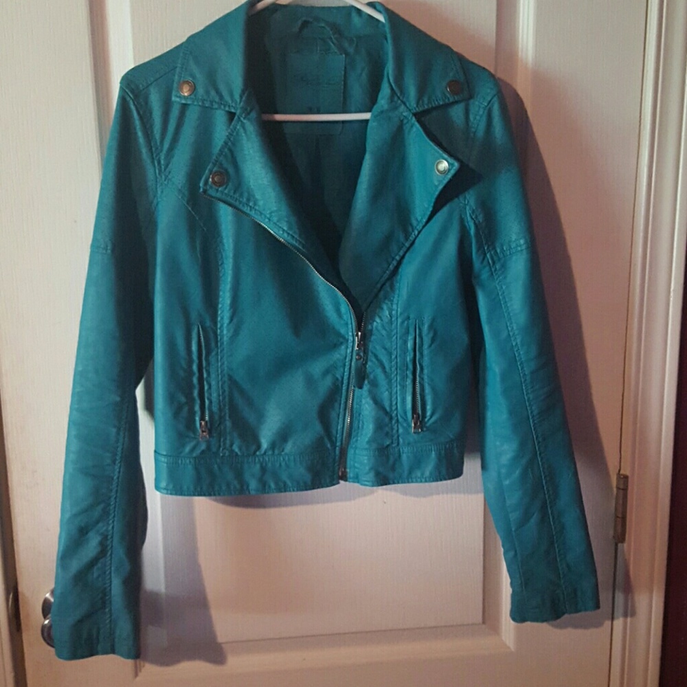 Aeropostale Blue Leather Jacket