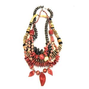 Set of 3 Vintage Wooden Beaded Necklaces