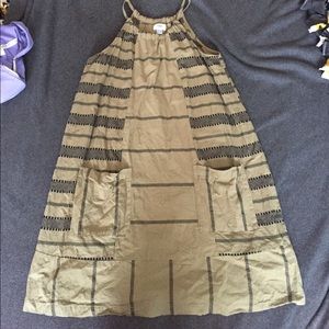 Green Knit Halter Dress with Large Pockets