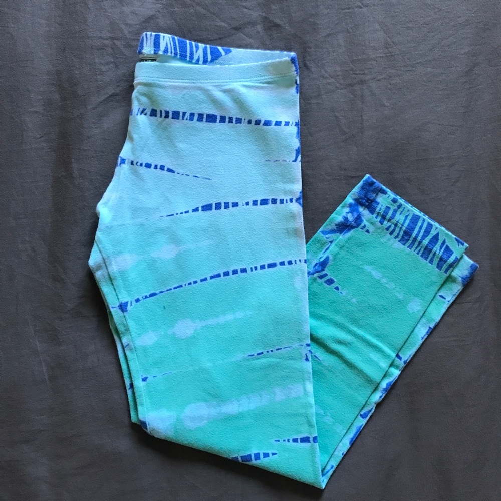 Turquoise Hard Tail Tie dye Cropped Leggings