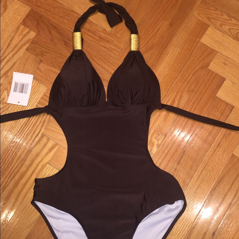New !! Exotic Brown one piece Swimsuit size XXL