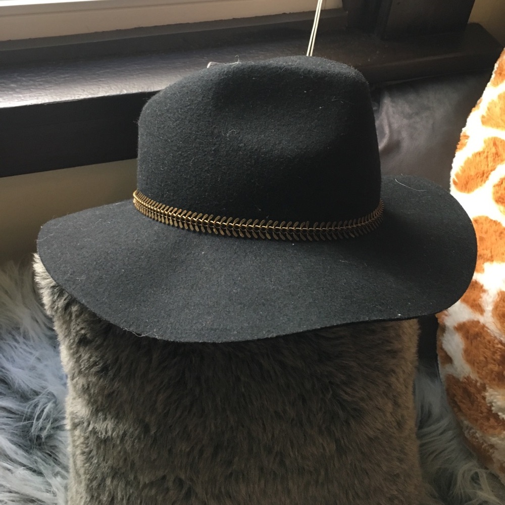 NEVER WORN! Black Fedora with gold detail!