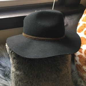 NEVER WORN! Black Fedora with gold detail!