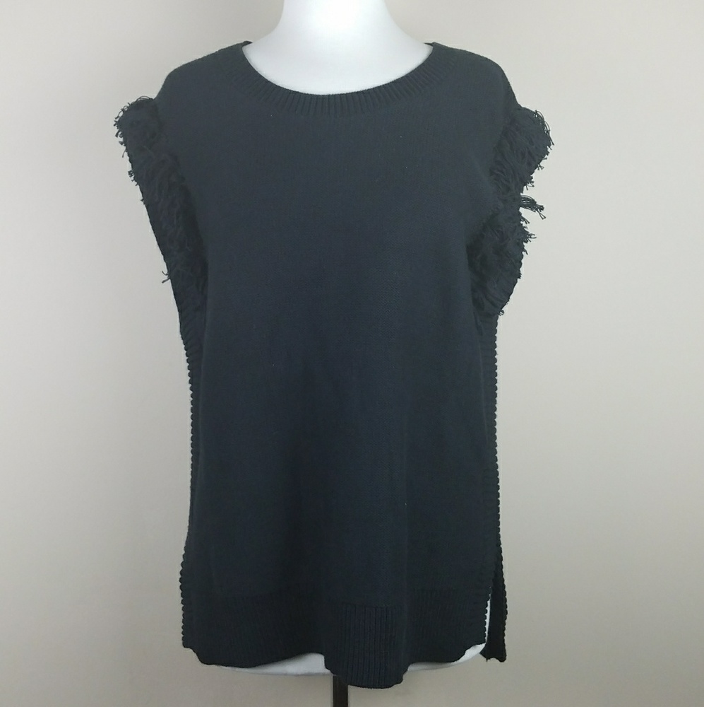Banana Republic fringe sweater black XL