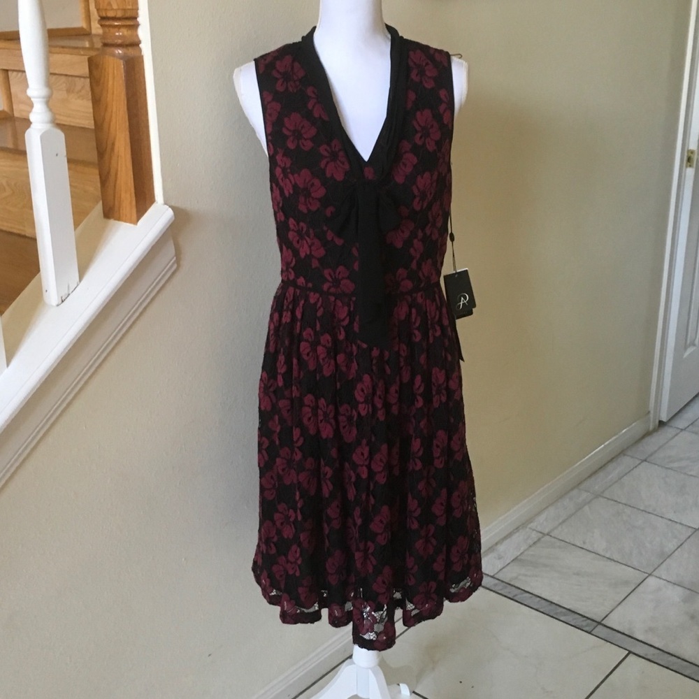 New Adrianna papell dress red floral black
