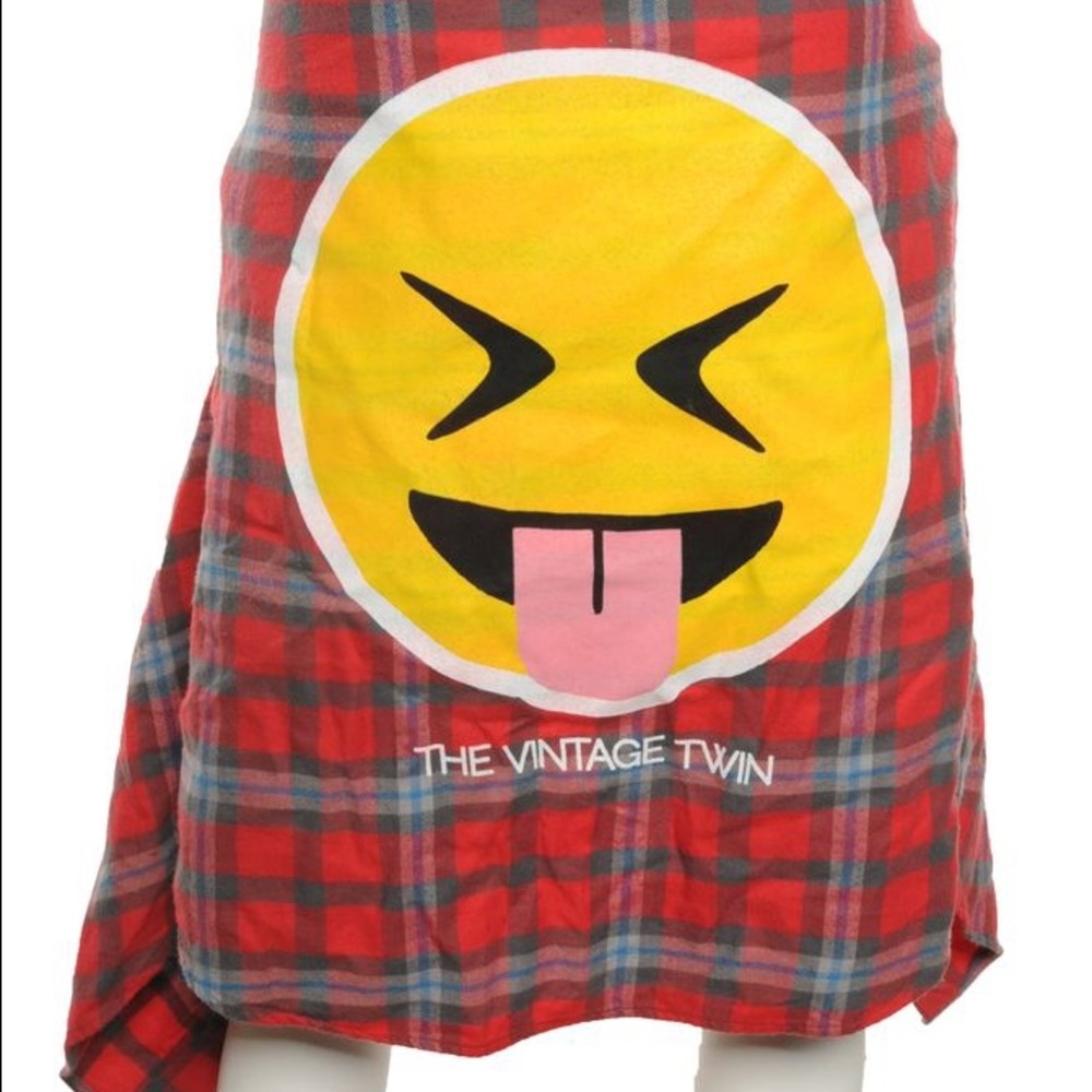 The vintage twin Just Kidding Emoji Flannel red