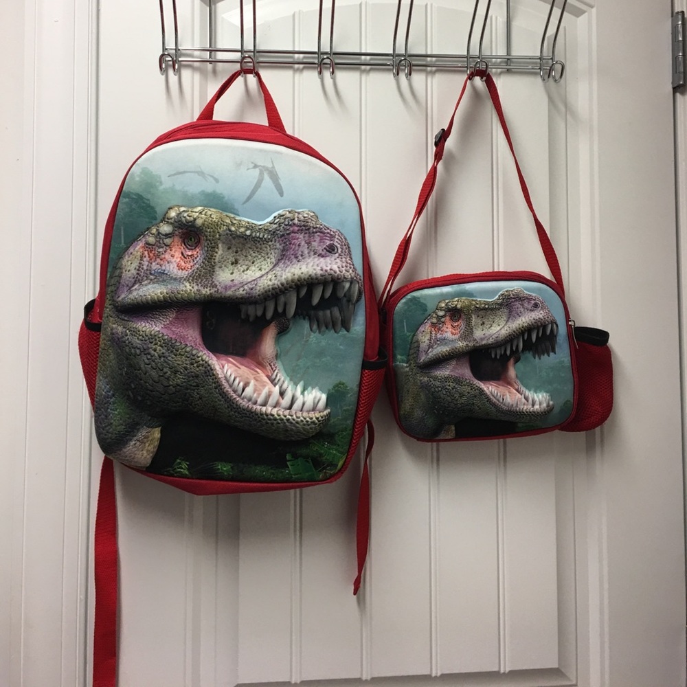 T Rex 3D Backpack with matching lunchbox
