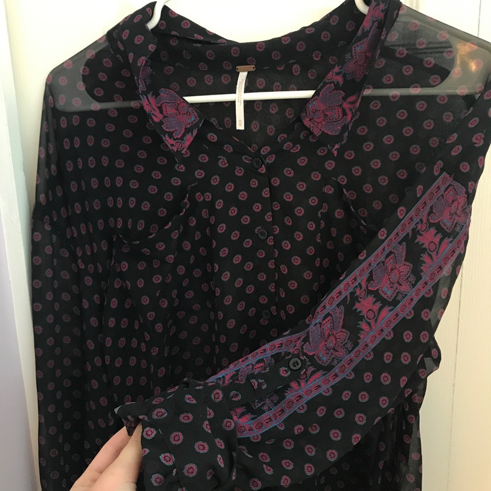 Free People Sheer Paisley Blouse
