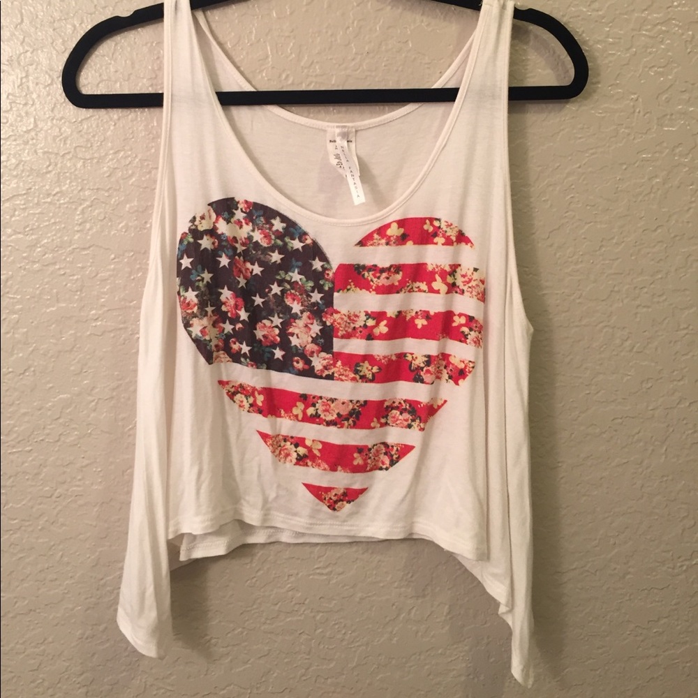 American Flag Heart Crop Top
