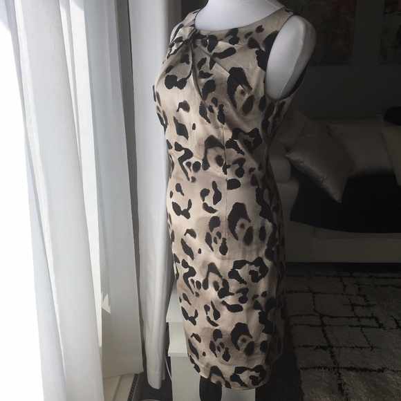 Ann Taylor Snow Leopard Silk Sateen Sheath Dress 6 - Picture 2 of 5