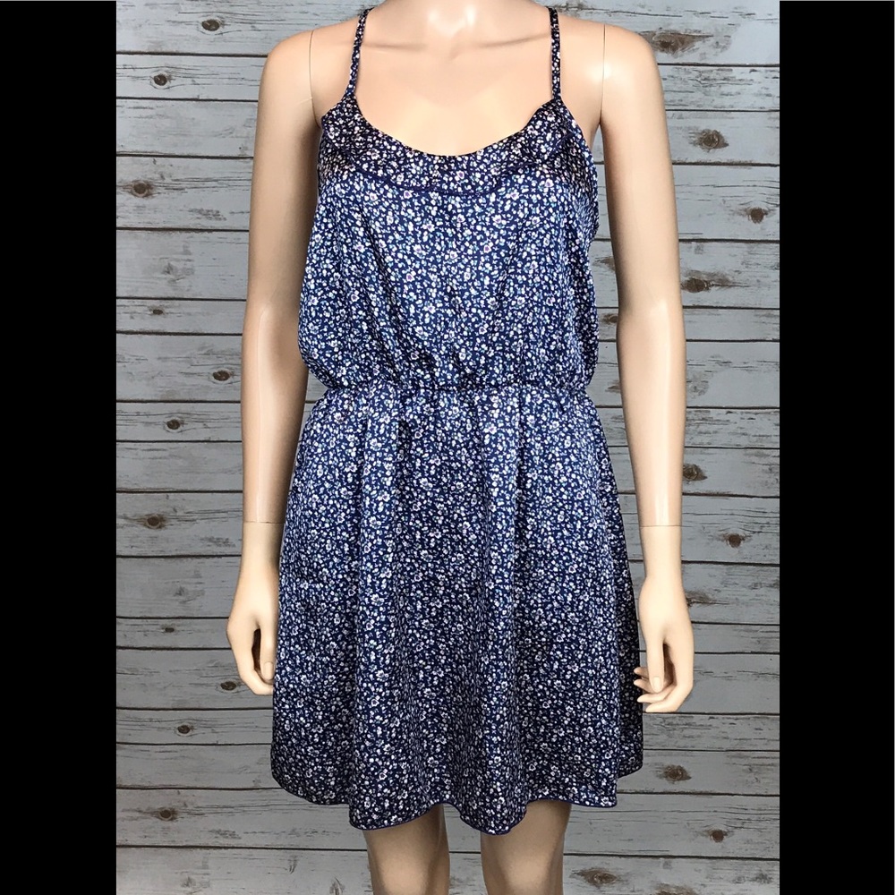 Navy Blue Racerback Floral Dress