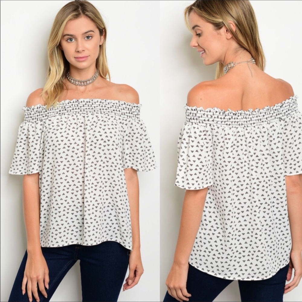 Black and White Off the Shoulder Top