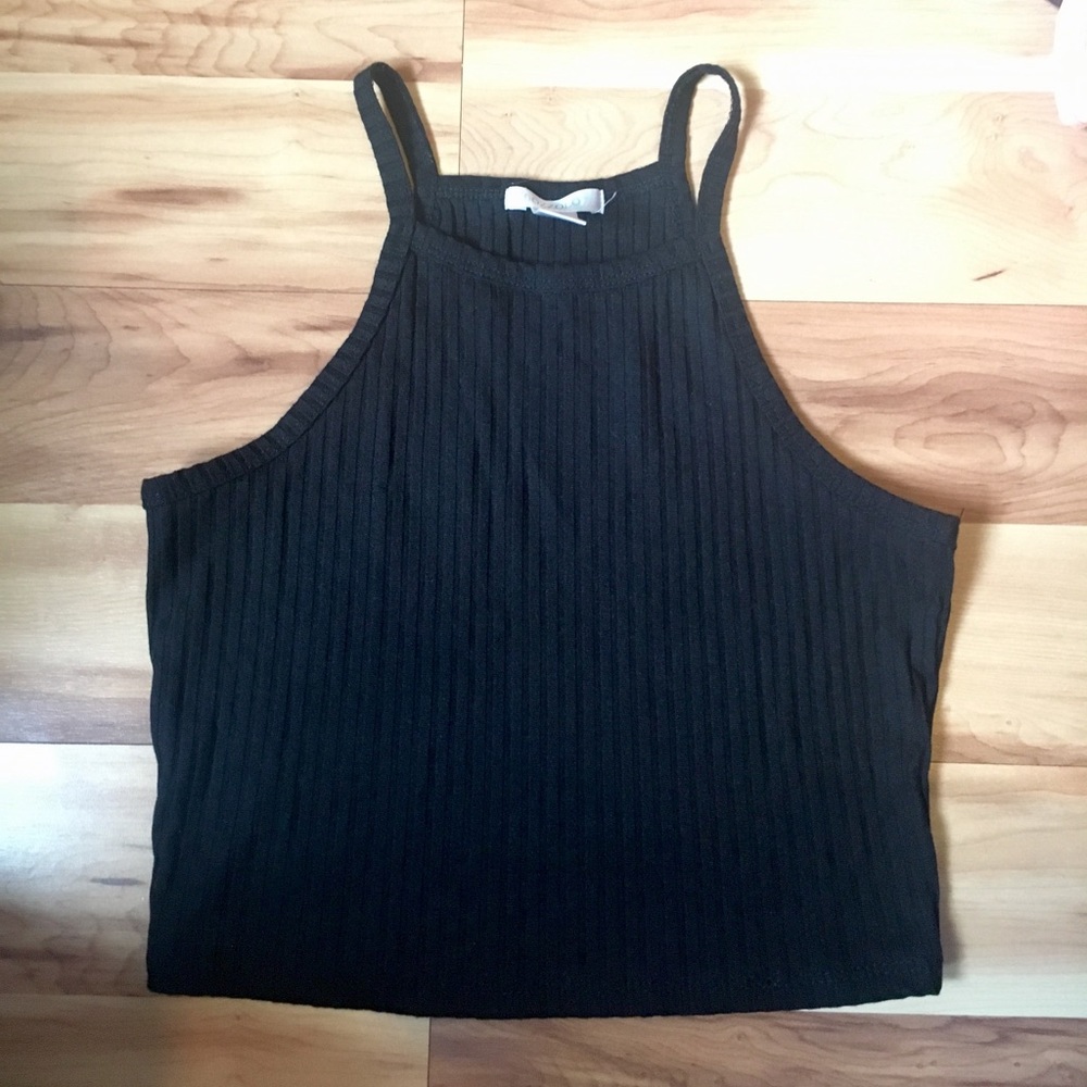 Black Ribbed Crop Top