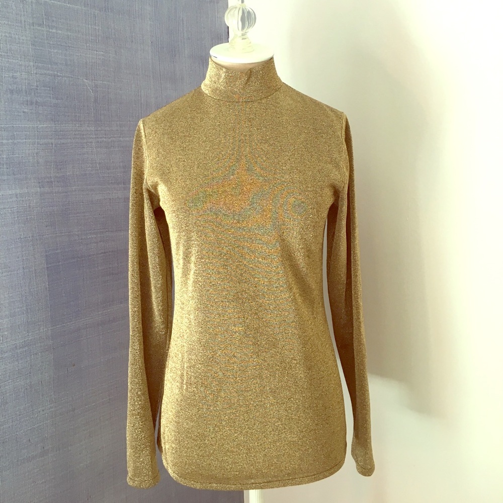 Vintage Gold Turtleneck Top
