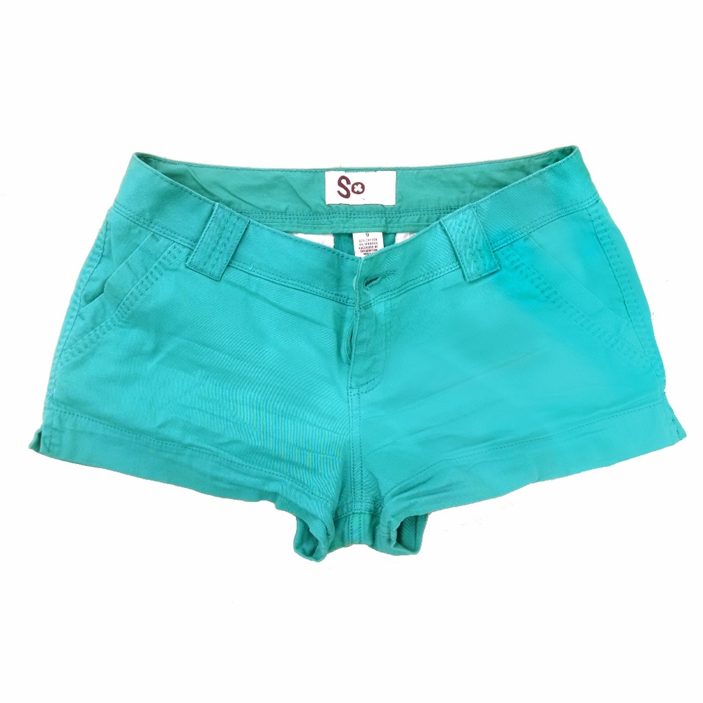 Juniors' Teal Cotton Shorts
