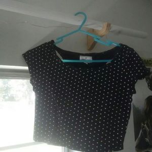 A&E Polka-Dot Crop Top W/Cutouts