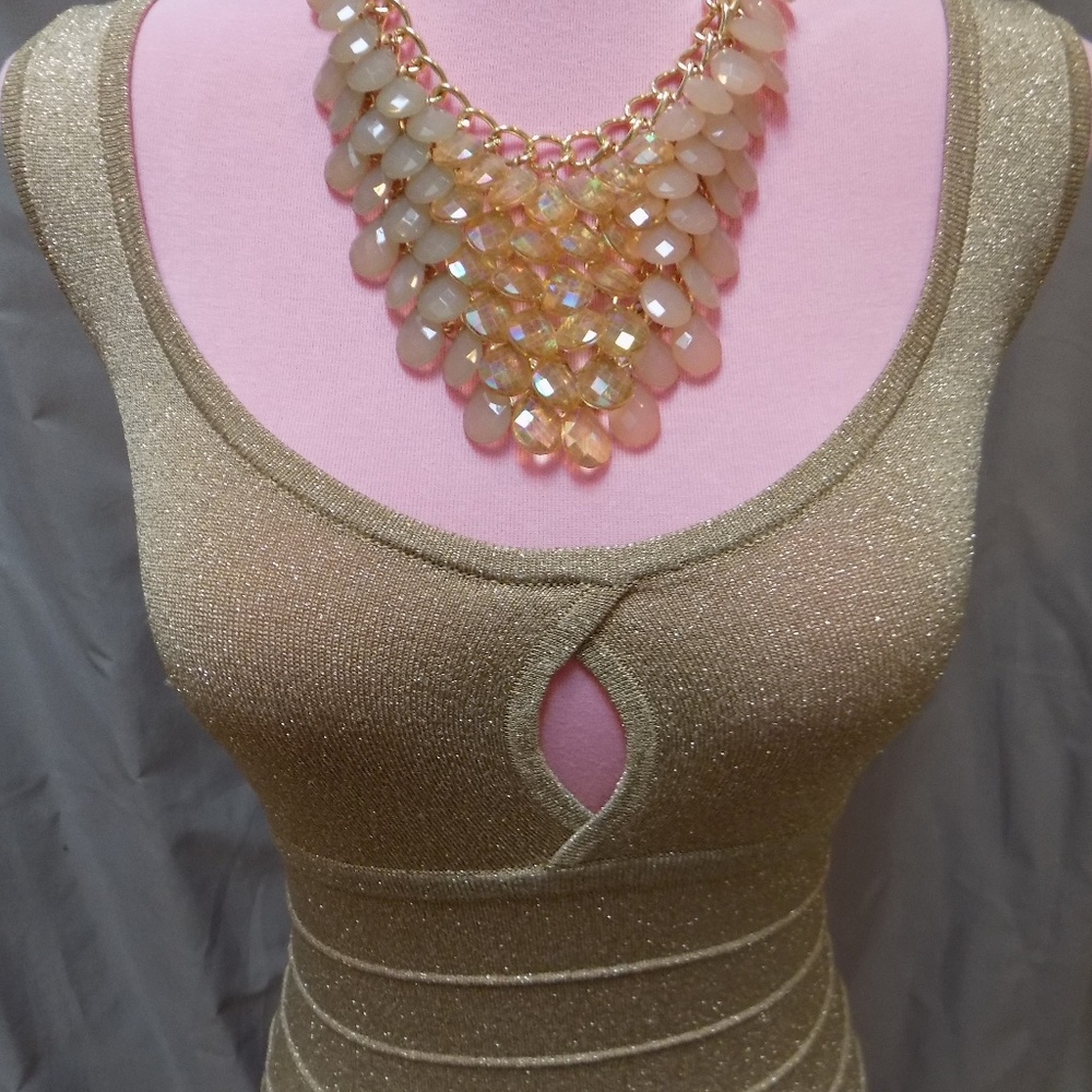 Gold Bebe Stunning Form Fitting Dress