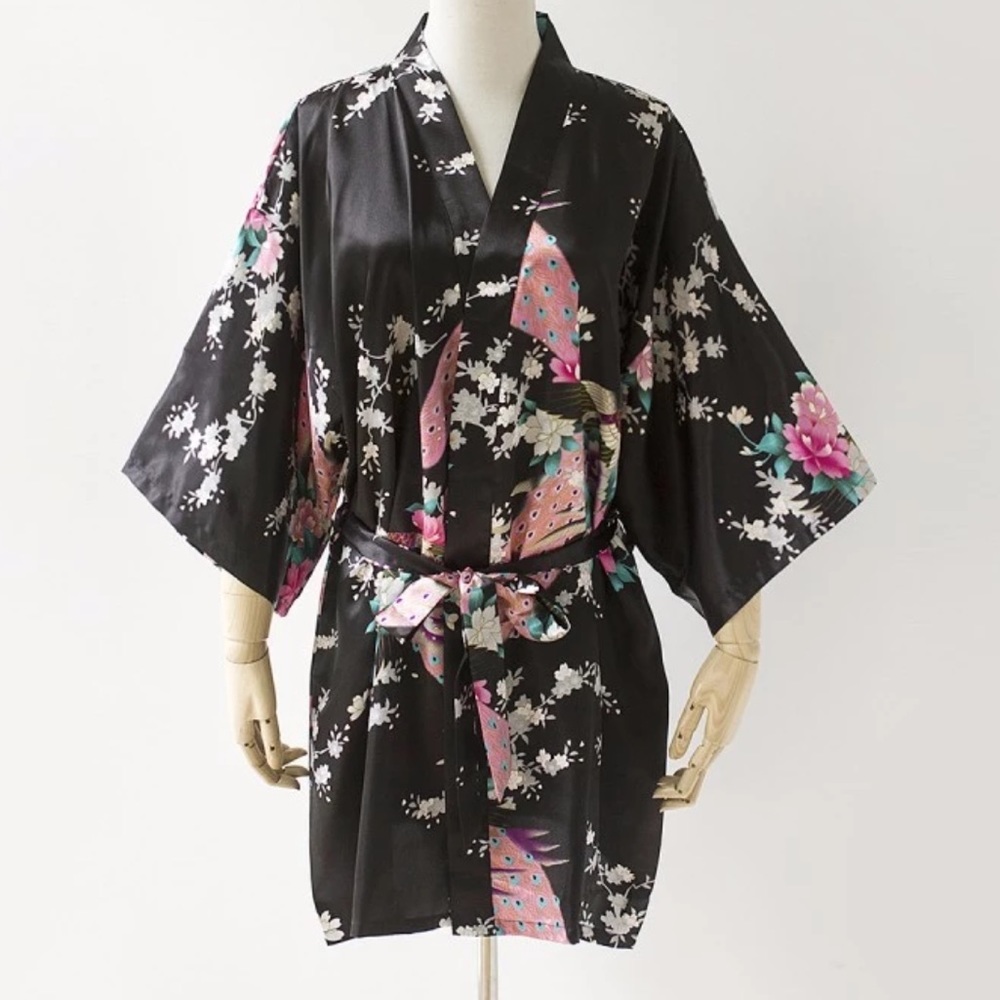 NEW IN BAG black peacock robe