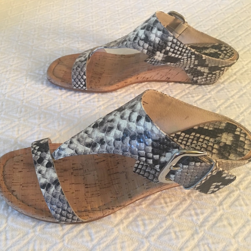 Donald J. Pliner snakeskin cork wedge sandal