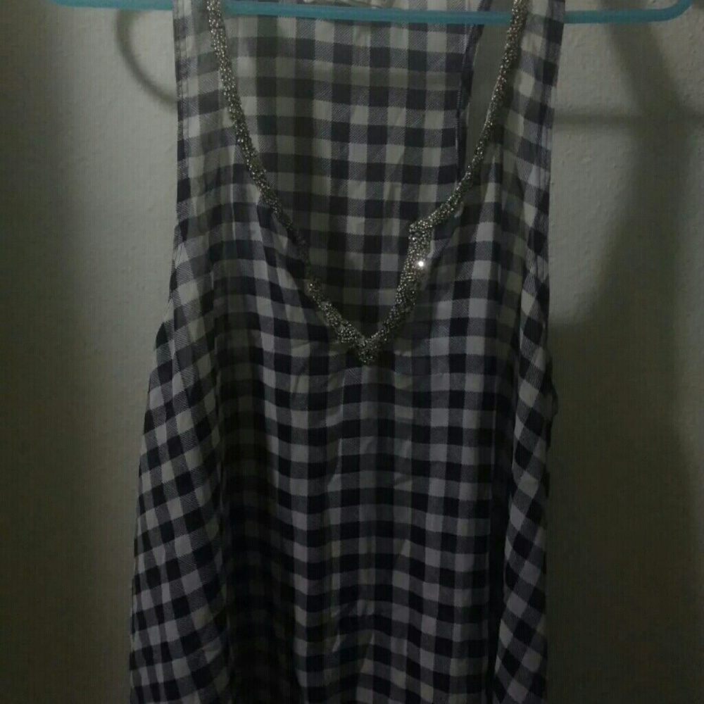 A&F Sheer Gingham Patterned Tank