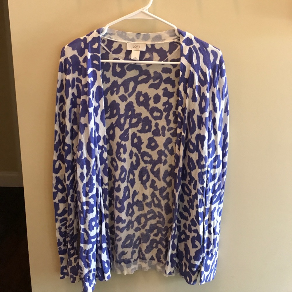 LOFT light weight purple leopard print cardigan