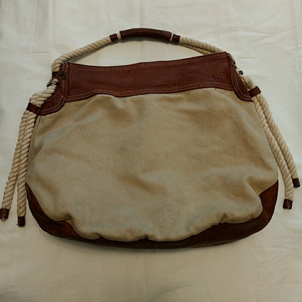 FINAL REDUCTION: Leather & Rope Trimmed Hobo Purse
