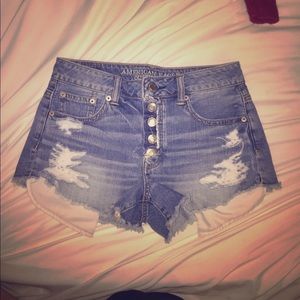 High waisted jean shorts