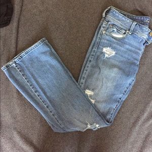 Stretch Boot Cut Jeans w Holes on Knees