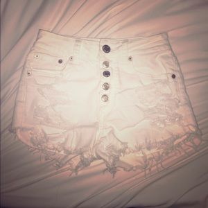 White high waisted jean shorts