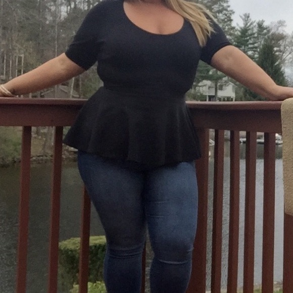 Fashion to Figure Tops - Fashion to Figure black peplum top - 0X