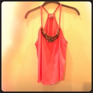 Neon pink jeweled top