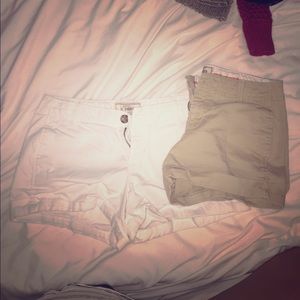 White 3 1/2" shorts and khaki 3 1/2" shorts