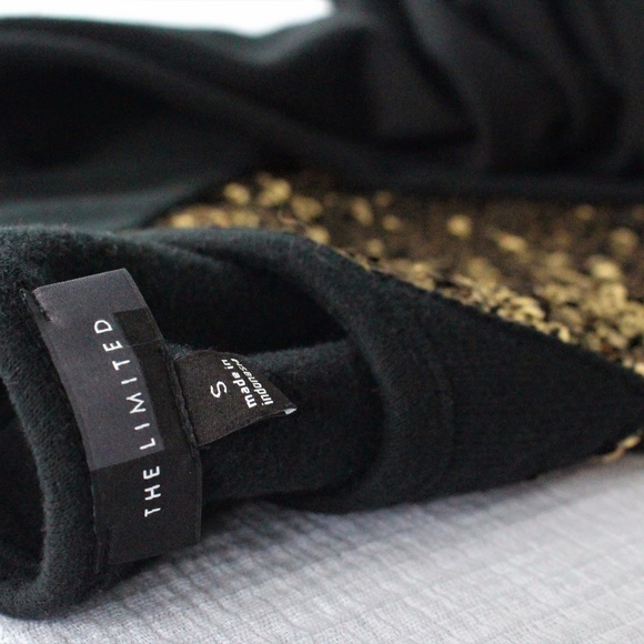The Limited Gold Sequined Black Pullover Sweater - Picture 2 of 4