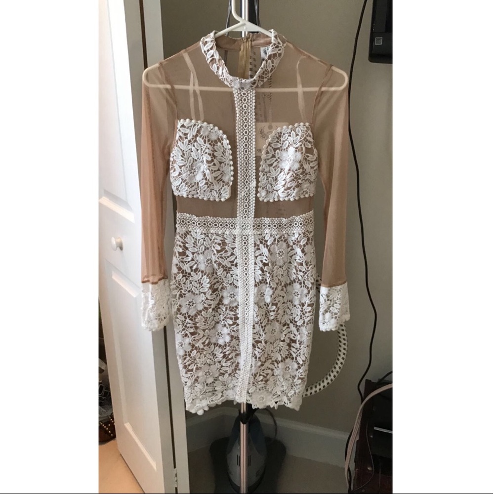 Mura White Mesh-Laced Dress