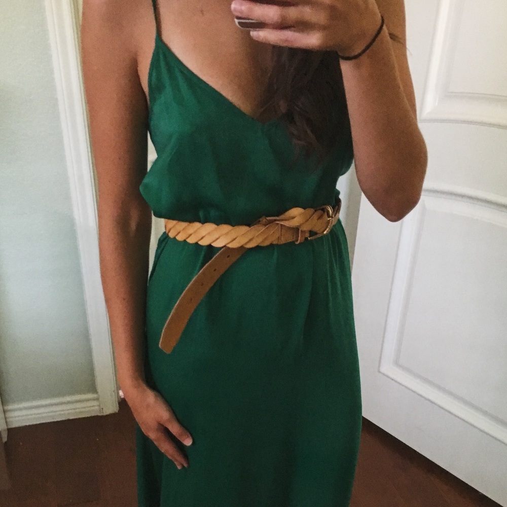 Emerald Satin J. Crew Maxi Dress