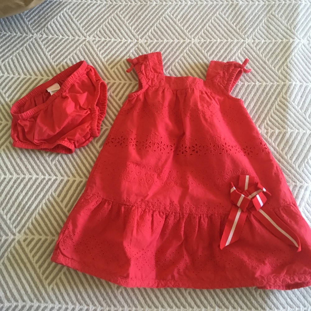 Janie & Jack dark coral eyelet dress
