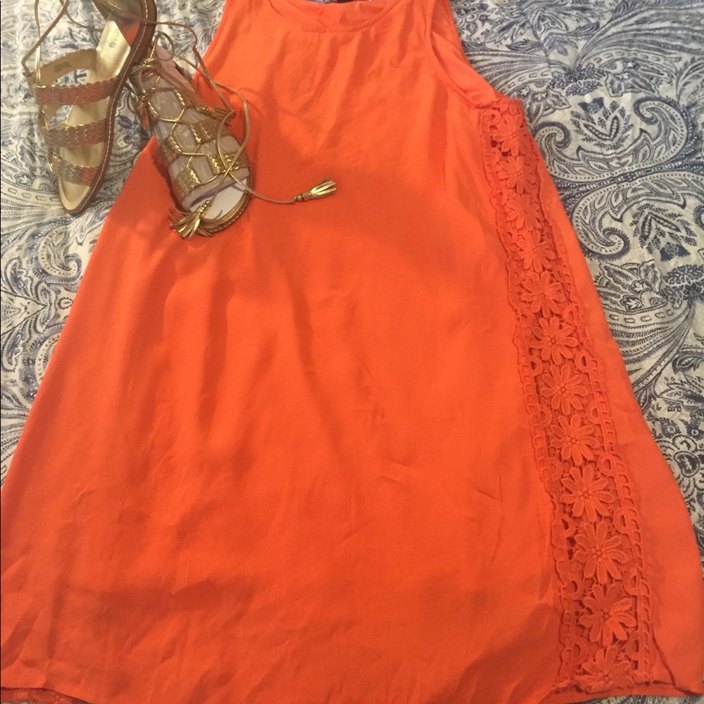 Orange crotchet side shift dress