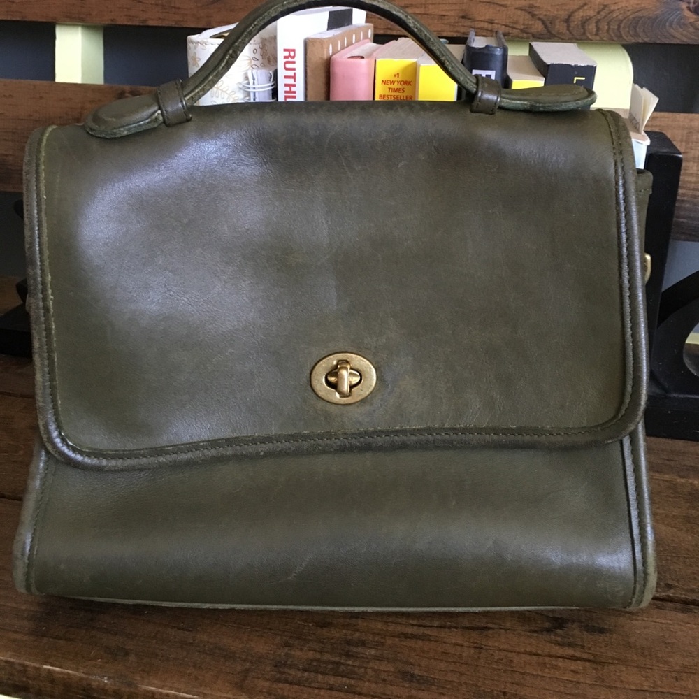 Olive Green Vintage Coach Station Bag
