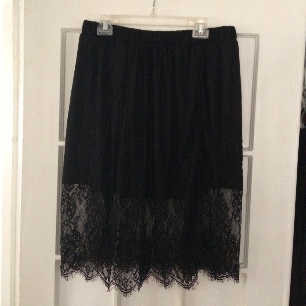Lovesick Pinstripe to Lace black skirt plus size
