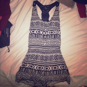 Black and white patterned romper