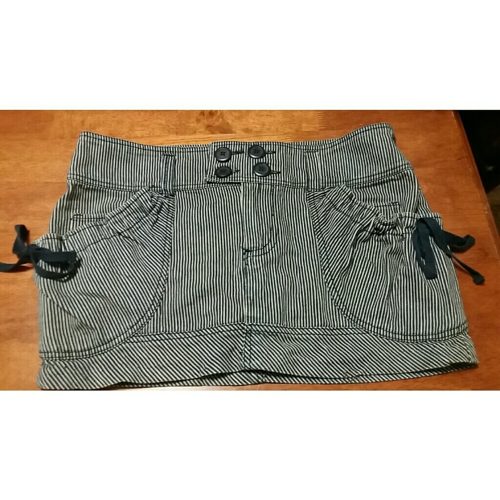 Blue Striped Refuge Jean Skirt
