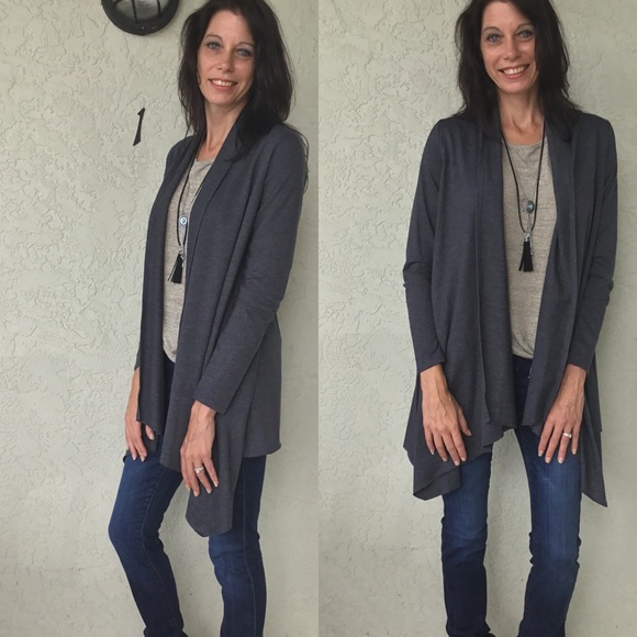 Charcoal Cotton Cardigan - Picture 2 of 2