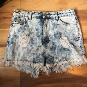 Charlotte Russe Acid Wash Denim Shorts