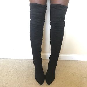 Black Suede Thigh High Boots