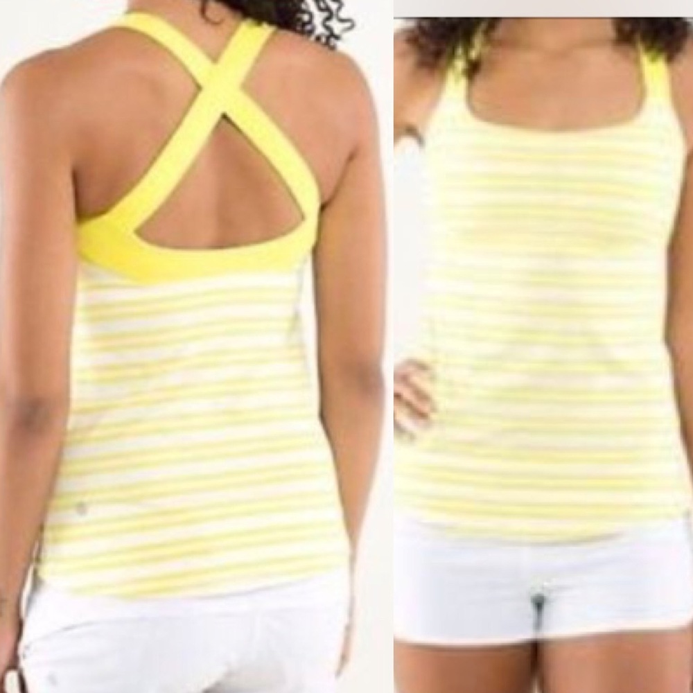 Lululemon Athletica Yellow stripe top