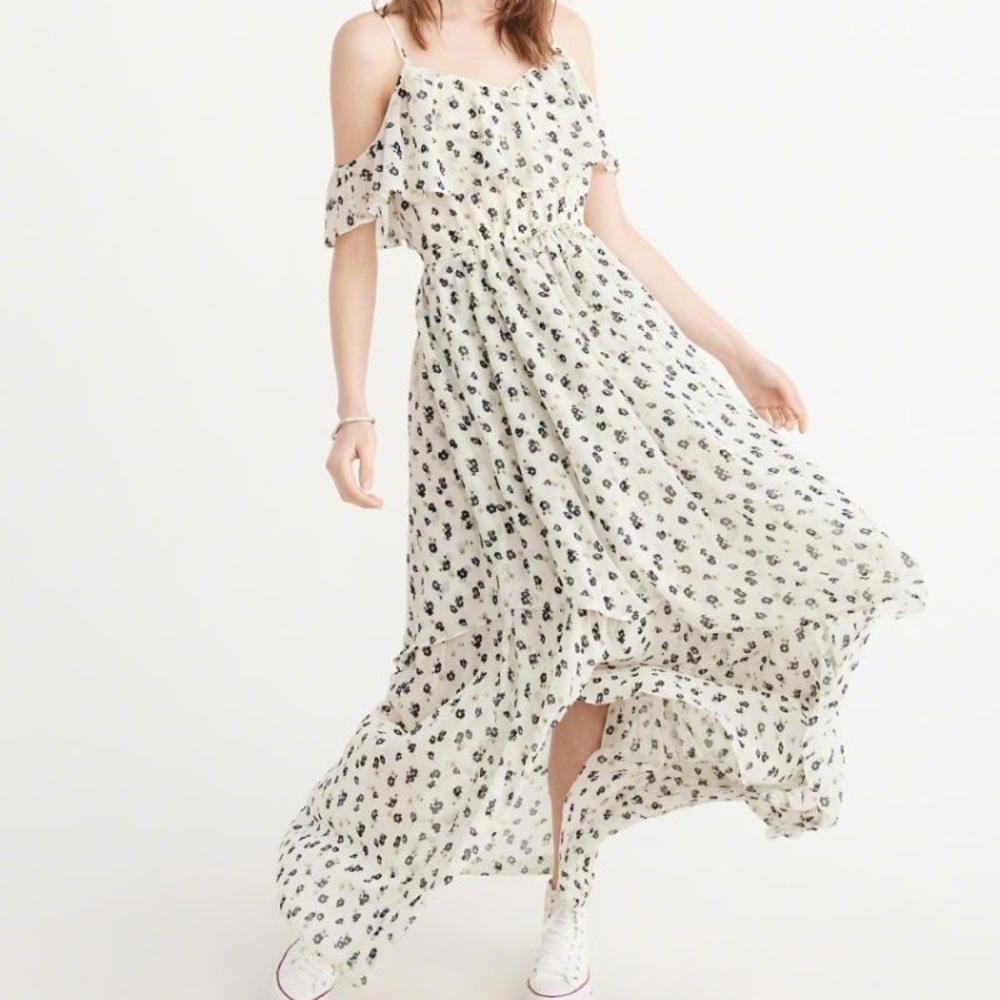 A&F Floral Cold Shoulder Maxi Dress