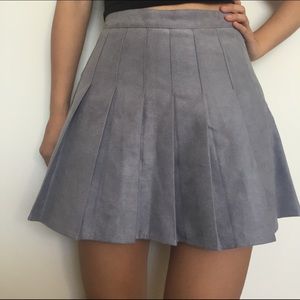 Grey suede pleated skirt