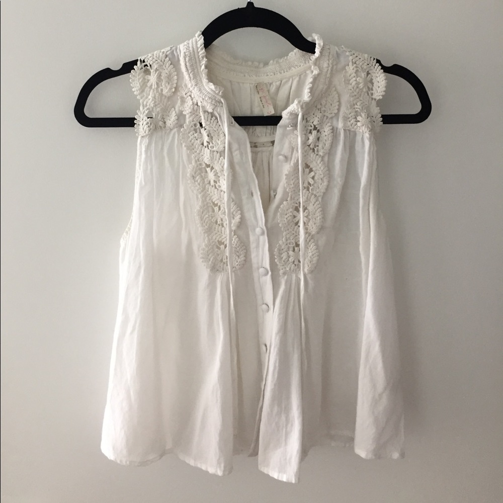Free People Split Back Sleeveless Blouse