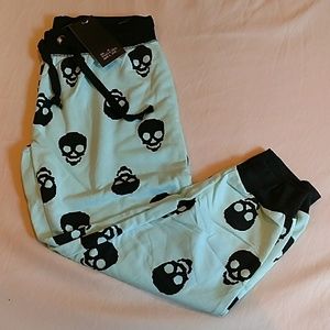 Mint Green & Black Skulls Joggers